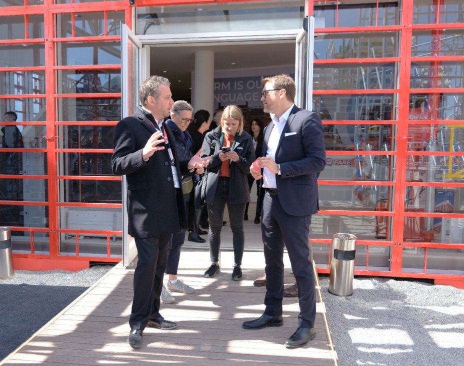 At Bauma 2025, visiting the Faresin Formwork stand the Consul General of Italy in Munich and the top management of Messe München